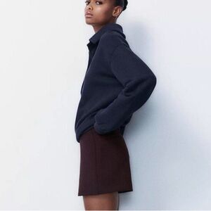 Zara High-Waisted Burgundy Skirt/Skort